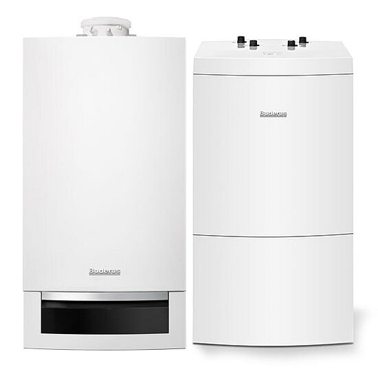 Gasbrennwertgerät GB172, 24 kW, Buderus, mit Warmwasserspeicher WU120W 120l, Erdgas E