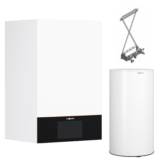 Gastherme Paket Vitodens 300-W, 25 kW, 160 L Vitocell 300-W EVIB-A, nebengestellt, Viessmann