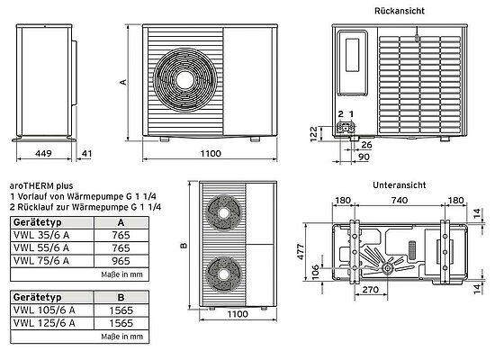 VAILLANT Luft/Wasser Wärmepumpe aroTHERM plus VWL 105/6 A S2