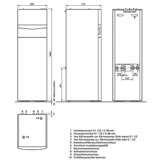 VAILLANT Heizungswärmepumpe flexoCOMPACT exklusive VWF 88/4